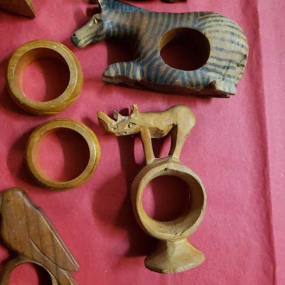 1980s Wood African Elephant + Rhino + multiple Animals From Kenya Africa Hand Ca - Picture 13 of 16